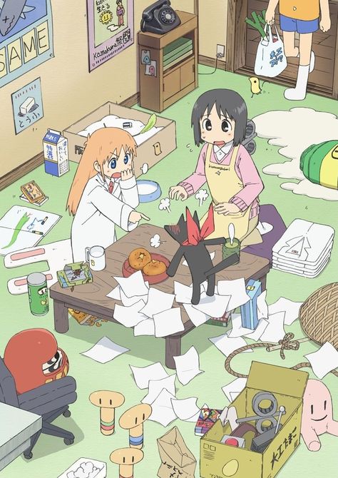 Nichijou Background, Nichijou Poster, Nichijou Sakamoto, Nano Shinonome, My Ordinary Life, Friends High, Animes To Watch, Kyoto Animation, Cat Talk