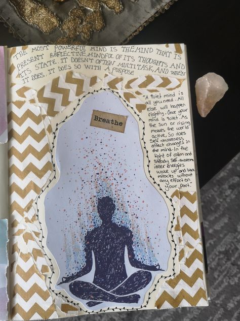 Spiritual bullet journal scrapbook page ideas Spiritual Art Journal, Spiritual Journal Pages, Healing Scrapbook, Spiritual Scrapbook, Spiritual Journal Ideas, Collage Notebook, Bullet Journal Scrapbook, Journey Journal, Scrapbook Page Ideas