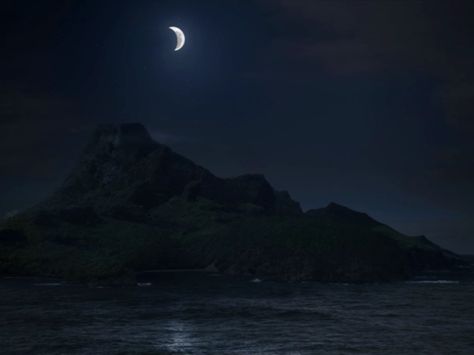 Mako Island Painting, Mysterious Island Aesthetic, Magic Island Aesthetic, Night Island Aesthetic, Mako Island Moon Pool, Island Night Aesthetic, Spooky Island Aesthetic, Dark Island Aesthetic, Island Aesthetic Dark