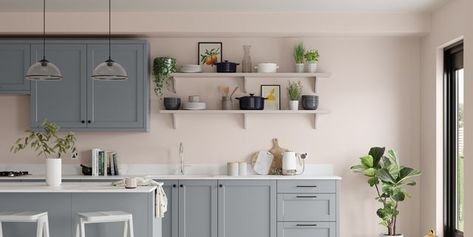 Dulux Natural Calico, Dulux Light And Space, Dulux Paint, Apple White, Best Paint Colors, Grey Kitchen, Painted Ceiling, Light And Space, Kitchen Paint