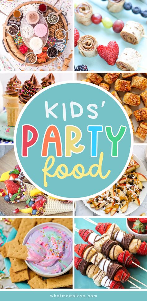 The best kids birthday party food ideas. Easy recipes for hot and cold appetizers, finger foods, healthy snacks, dessert and more! Finger Foods Healthy, Kids Birthday Party Food Ideas, Kids Birthday Party Snacks, Birthday Party Foods, Party Food Ideas Easy, Birthday Party Meals, Birthday Appetizers, Appetizers Finger Foods, Kids Birthday Food