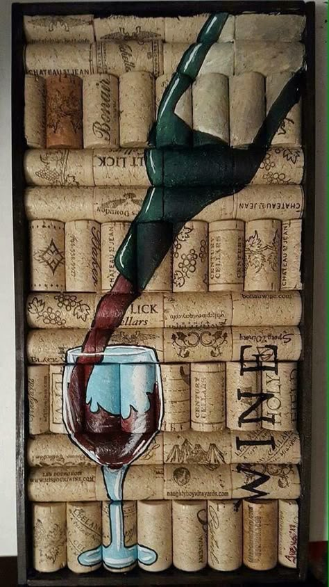 Wine Cork Painting, Cork Ideas Craft Projects, Corchos Ideas, Cork Painting, Wine Cork Diy Projects, Cork Diy Projects, Bar Deco, Cork Ideas, Wine Cork Diy Crafts