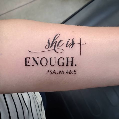 Psalm 46 5 Tattoo With Cross, Psalm 46 5 Tattoo, Tattoo With Cross, Psalm Tattoo, Enough Tattoo, 5 Tattoo, Verse Tattoos, Christ Tattoo, Trending Tattoo