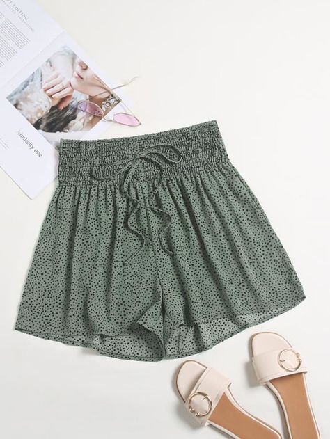 Cute Green Short Bottoms, Casual Green High-waisted Shorts, Green High-waisted Summer Shorts, Beachy Green Bottoms With Built-in Shorts, High-waisted Green Shorts With Elastic Waistband, Dark Green Boho, Wrap Skort, Dalmatian Print, Bohemian Pattern