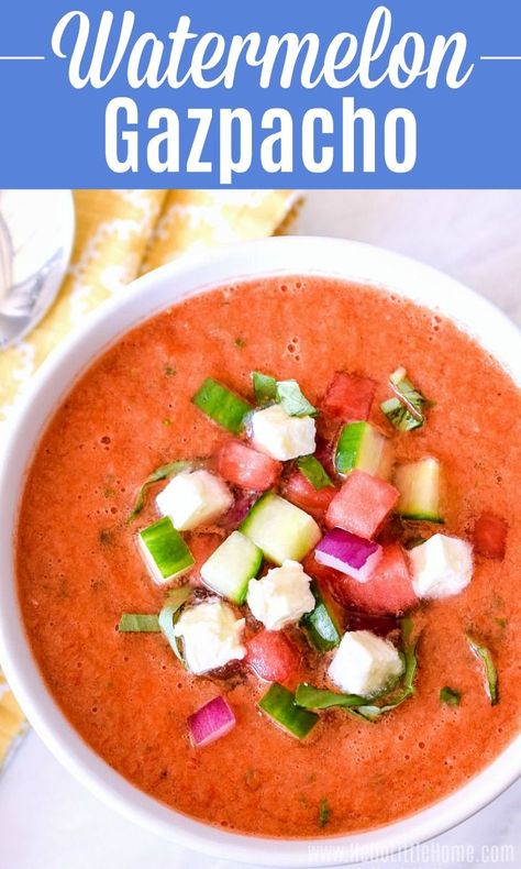 Veggie Recipes Breakfast, Watermelon Gazpacho Recipe, Watermelon Soup, Vegan Stew Recipes, Best Watermelon, Tomato Gazpacho, Cold Soups, Cook Vegetarian, Vegetarian Stew