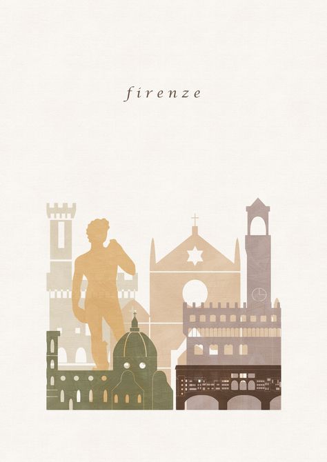 Florence Poster, Florence Skyline, Florence Print, New York Wallpaper, Florence Travel, City Silhouette, Neutral Aesthetic, Beautiful Cities, Office Prints