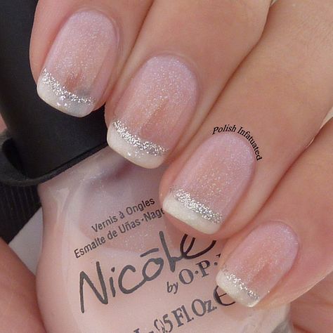 Sparkly French Manicure, Pretty Nails Glitter, Bridal Nails Designs, Wedding Manicure, Glitter French Manicure, Elegant Manicure, French Manicure Designs, Wedding Nails French, Squoval Nails