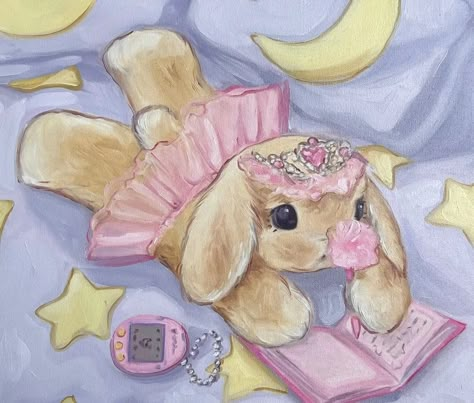 Cute Animal Paintings, Coquette Animals, Arte Do Kawaii, Bunny Painting, Cute Canvas Paintings, Little Drawings, Cute Paintings, Cute Canvas, Aesthetic Painting