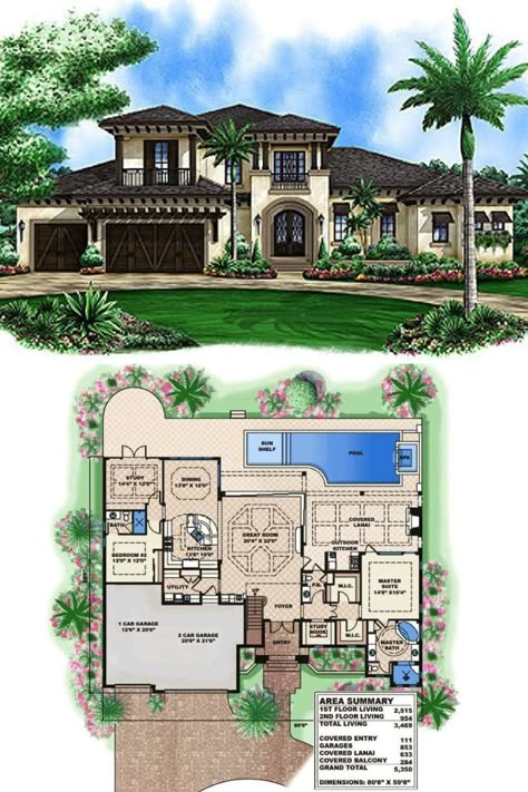 Hacienda Style Homes Floor Plans, Modern Spanish Villa Floor Plans, Spanish House Inspiration, Large Spanish Style Homes, California House Floor Plan, Mexico House Floor Plan, Spanish Hacienda Style Homes House Plans, Floor Plans Spanish Style, Italian Style House Plans