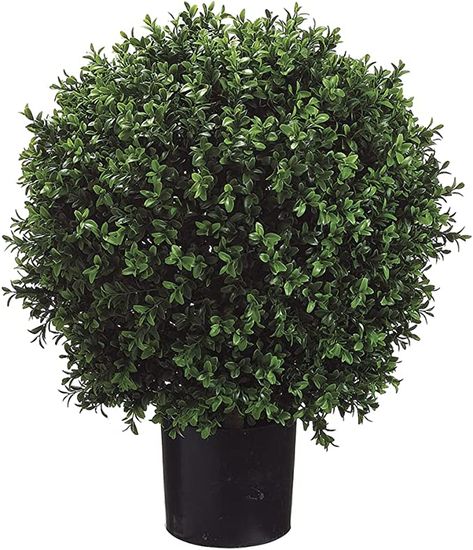 Set of 2 - Pre-Potted 24" High Ball Shaped Boxwood Topiary- 16" Diameter - Plastic Pot Shaped Boxwood, Best Artificial Plants, Artificial Plants Living Room, Ball Topiary, Plants Living Room, Outdoor Topiary, Cheap Artificial Plants, Fake Greenery, Faux Trees