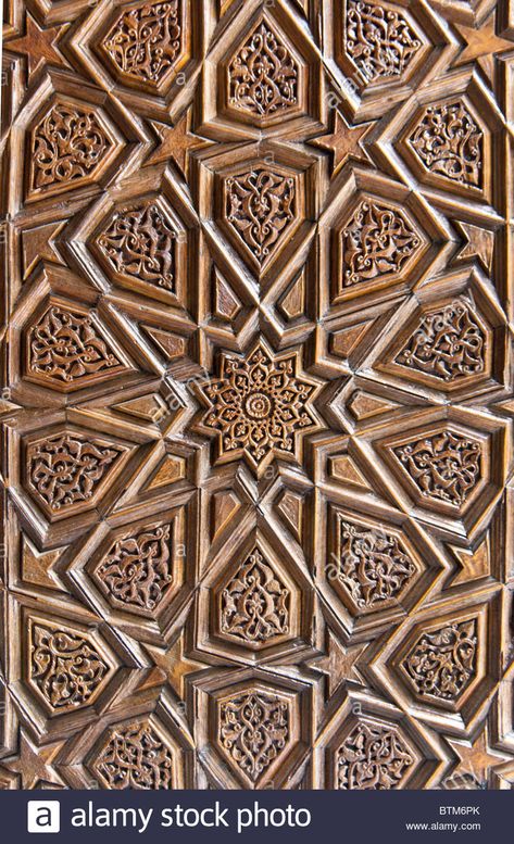 Download this stock image: Islamic pattern - BTM6PK from Alamy's library of millions of high resolution stock photos, illustrations and vectors. Egyptian Architecture, Islamic Patterns, Arabic Pattern, Wood Carving Designs, Wooden Panel, Islamic Art Pattern, Wood Pattern, Persian Pattern, Islamic Design