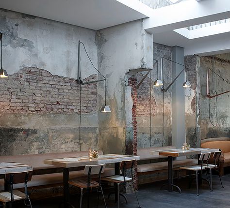 Basement Speakeasy, Rustic Coffee Shop, Wall Structure, Industrial Cafe, Rotterdam Netherlands, Booth Seating, Design Blogs, Brick Walls, Coffee Shop Design