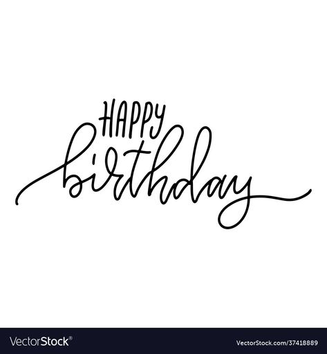 Happy Birthday Lines, Happy Birthday Writing, Diy Print, Vector Line, One Line Drawing, Drawing Cartoon, Cool Hair, Birthday Cookies, Diy Prints