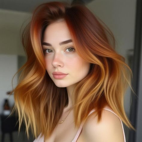 💇 Elevate your look with achieve stunning dimension with this flowing Copper Ombre Copper Hair Color Ideas. Exclusive techniques shared for flawless finish! Professional results made easy. Minimal maintenance required with Essential hair products. Suitable for casual looks and includes expert healthy hair maintenance tips! #CopperOmbreCopperHairColorIdeas #Hairflawlessfinish #flowingHair #HairGoals #HairInspo Ombre Copper Hair, Copper Hair Ombre, Copper Blonde Balayage, Cool Ash Blonde, Copper Hair Color Ideas, Copper Ombre, Copper Balayage, Blonde Tips, Copper Blonde