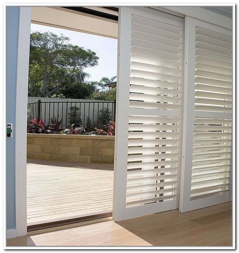 Bypass shutter system Sliding Glass Door Shutters, Shutters For Sliding Glass Doors, Patio Door Shutters, Sliding Door Shutters, Sliding Glass Door Coverings, Sliding Glass Door Blinds, Sliding Glass Door Window Treatments, Glass Door Coverings, Door Shutters