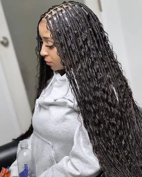 Boho Knotless Braids: All You Need to Know About This Hairdo Competition Hair, Ballroom Competition, Bohemian Braids, Big Box Braids Hairstyles, Goddess Braids Hairstyles, Box Braids Hairstyles For Black Women, Braids Hairstyles Pictures, Braided Cornrow Hairstyles, Cute Box Braids Hairstyles