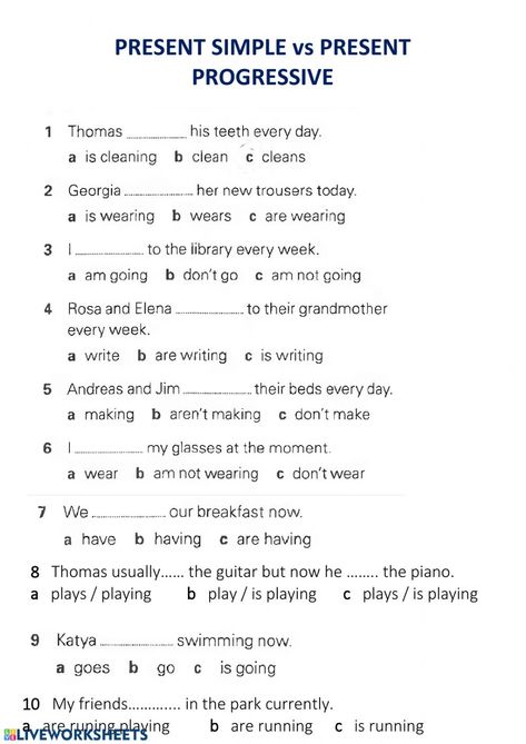 Present Progressive Tense Worksheets, Present Simple Vs Continuous Worksheets, Present Simple And Continuous Worksheet, Grade 5 English Worksheets, Simple Present And Present Continuous, Present Progressive Worksheet, Present Progressive Tense, Present Simple Vs Present Continuous, Present Simple Present Continuous