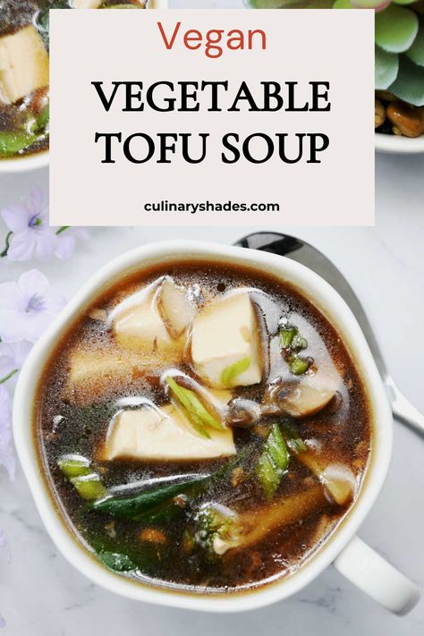 Soft tofu soup is a popular Asian dish that is known for its creamy texture and delicate flavor. It's a light and refreshing soup that is packed with vegetables. This vegan and gluten-free tofu soup is perfect for any time of day. Tofu Mushroom Soup, Silken Tofu Soup Recipes, Vegan Asian Soup, Thai Tofu Soup, Asian Tofu Soup, Tofu Soup Recipes, Soft Tofu Recipes, Soft Tofu Soup, Chinese Vegetable Soup