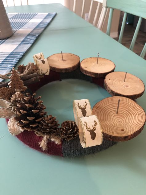 Wooden Christmas Tree Advent, Christmas Advent Wreath Diy, Diy Advent Wreath Candle Holders, Diy Advent Wreath, Wooden Advent Candle Holder, Božićne Dekoracije, Advent Wreath 2022, Wooden Advent Wreath Candle Holders, Advent Wreath Diy