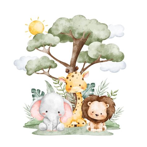 Popular Nursery Themes, Safari Vector, Baby Story Books, Starting A Family, Baby Animal Drawings, Nursery Canvas, Baby Clip Art, Woodland Theme, Colorful Animals