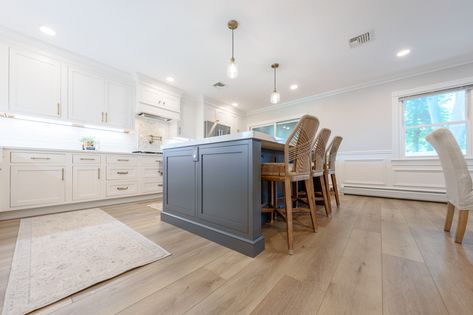 Nakan Signature | Modin Rigid LVP Collection Customer Space | NJ - Modern - Kitchen - Newark - by Flooret | Houzz Blonde Vinyl, Beachy Blonde, Ideas For Storage, Light Wood Cabinets, Wood Floor Kitchen, Island Pictures, Flat Panel Cabinets, Brown Floors, Modern Kitchen Island