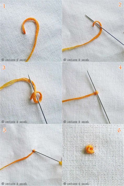 Sulaman Pita, Basic Hand Embroidery Stitches, Embroidery Stitches Beginner, French Knot Embroidery, Embroidery Lessons, Diy Embroidery Patterns, Basic Embroidery Stitches, Hand Embroidery Tutorial, Embroidery Stitches Tutorial