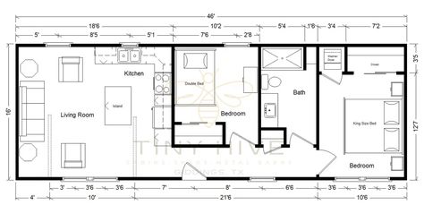 Cabin floorplan in Giddings. 16×40 House Plans 2 Bedroom, 16x44 Cabin Floor Plans, 16x50 Shed House Plans 2 Bedroom, 12 X 32 Tiny House Floor Plans, 16x50 Shed House Plans, Floor Plans 2 Bedroom, 800 Sq Ft House, Small Cabin House, Barndo Ideas