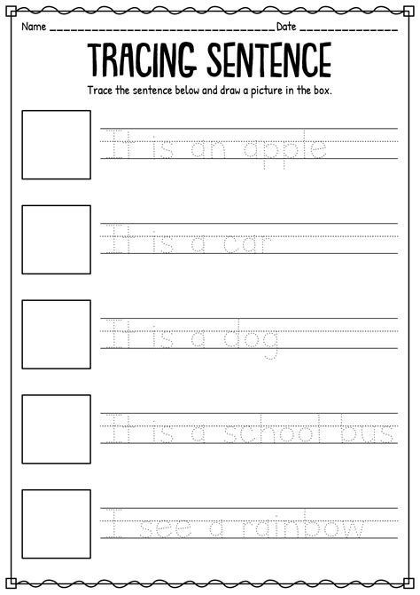 Help your child improve their writing skills with these fun and educational sentence tracing worksheets. With a variety of themes to choose from, there's sure to be a worksheet that your child will enjoy. And as they trace the sentences, they'll be building their fine motor skills and strengthening their hand-eye Tracing Sentences Worksheets, Writing Sentences Kindergarten, Sentence Worksheet, Writing Kindergarten, Types Of Sentences Worksheet, Sentences Worksheet, Punctuation Worksheets, Tracing Worksheets Free, Word Family Worksheets