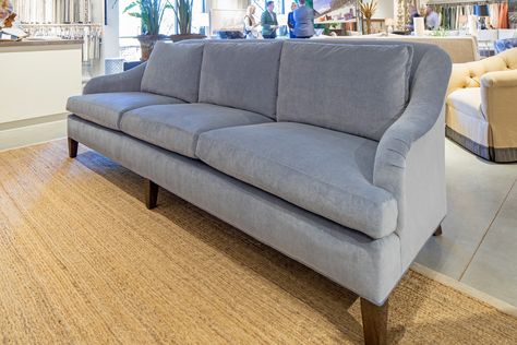 LEE Industries 7466-44 Sofa upholstered in McKenzie Lake velvet Lee Industries Sofa, Extra Long Sofa, Sofa Living Rooms, Lee Industries, Long Sofa, High Point Market, Blue Sofa, Upholstered Sofa, High Point