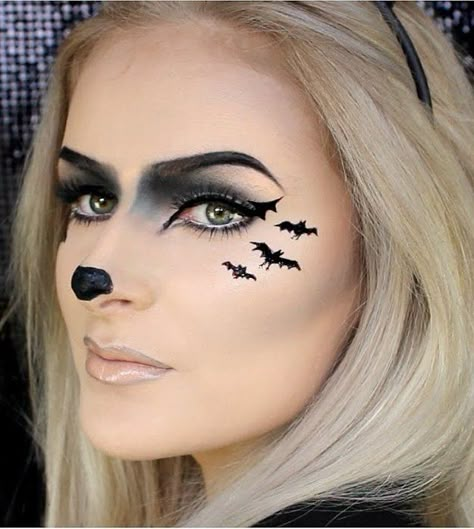 Bat Face Paint, Last Minute Halloween Makeup, Bat Makeup, Halloween Eyeshadow, Meme Costume, Bat Costume, Cute Halloween Makeup, Last Minute Halloween, Halloween Makeup Ideas