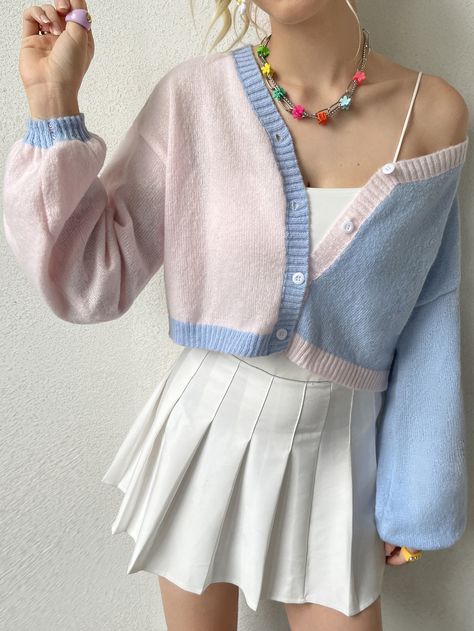 Colorblock Cardigan, Shoulder Cardigan, Drop Shoulder Cardigan, Color Block Cardigan, Knitwear Women, Spring And Fall, Drop Shoulder, Skater Skirt, Color Blocking