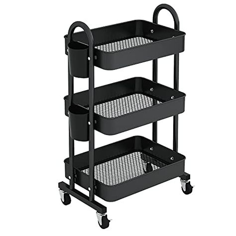 Bathroom Cart, Computer Cart, Rolling Utility Cart, Organization Cart, Craft Cart, Tool Cart, Storage Trolley, Trolley Cart, Office Black