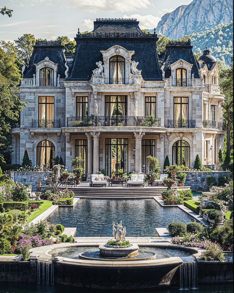 Royality ⚜️ French Mansion 🏯 French Manor, French Mansion Aesthetic, Old Mansion Aesthetic, Old French Mansion, French Mansion, Mansion Aesthetic, French Chateau Style, Old Mansion, Mansions Luxury