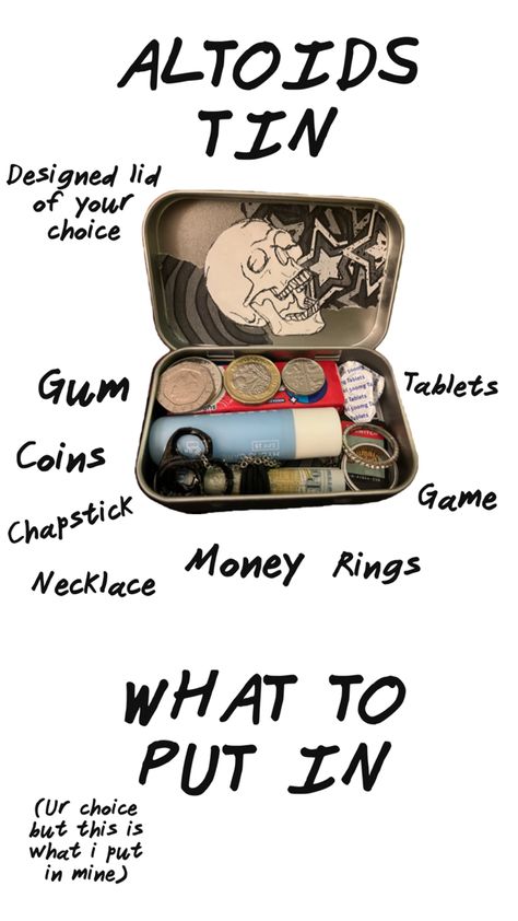 what I put in my altoids What To Put In A Altoids Wallet, Small Altoid Tin Ideas, Things To Make Out Of Altoids Tins, Altoids First Aid Kit, Mint Box Crafts Altoids Tins, Altoid Wallet Men, Altoid Can Crafts, How To Make Altoids Wallet, What To Put In Altoid Wallets