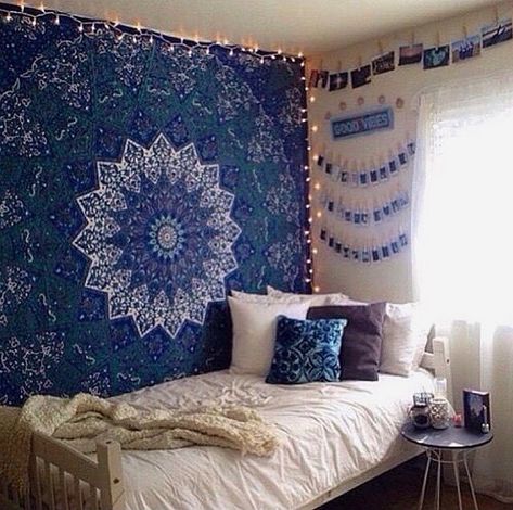 Tapestry Girls on Instagram: “Our Blue Star Tapestry 💙🌟 . . . . . #tapestry #decor #homedecor #renovation #homegoodshappy #bedroominspo #mandalas #pinterest #dorm…” Star Mandala, Room Tapestry, Hippie Homes, Hippie Tapestry, Bedroom Wall Hangings, Cute Dorm Rooms, Tapestry Bedroom, Hippie Home Decor, Mandala Tapestry