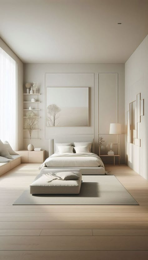 Turn your home into a calming retreat with these minimalist decor ideas. This pin features a room that perfectly balances function and beauty, with clean lines, soothing colors, and uncluttered design. Whether you're a minimalist or just love a clutter-free space, you'll find inspiration here to create your own peaceful environment. Minimalistic House Aesthetic, Minimalist Bedroom Design Ideas, Cb2 Bedroom, Scandinavian Flooring, Minimalist Home Decor Ideas, Minimalistic Interior Design, Minimalist Decor Ideas, Calming Home, Studio Minimalist