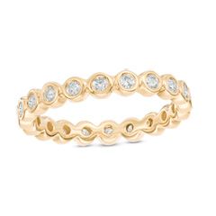 1/2 CT. T.W. Diamond Bezel-Set Eternity Band in 14K Gold - Online Exclusives and Personalized Jewelry - Gordon's Jewelers Thoughtful Anniversary Gifts, Bezel Eternity Band, Ring Redesign, Aesthetic Rings, Mothers Ring, Gold Wedding Bands, Yellow Gold Wedding Band, Timeless Love, Peoples Jewellers