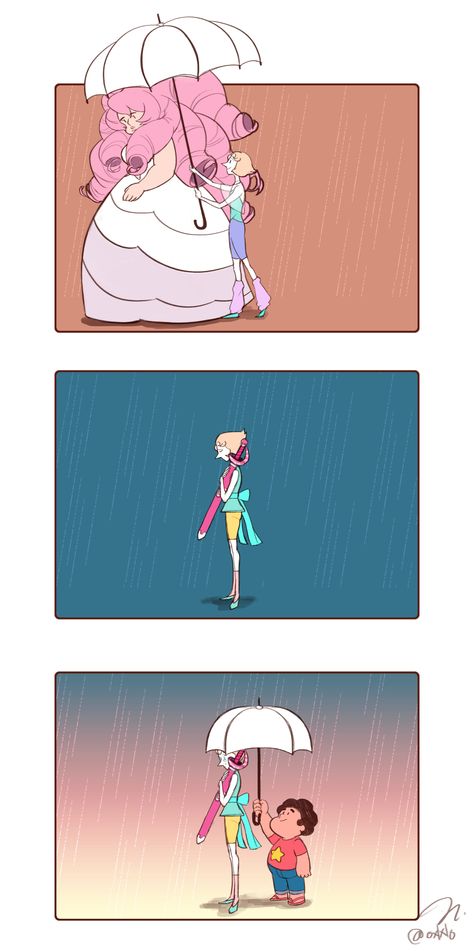 Rose Pearl and Steven #comic #umbrella Jasper Fusion, Perla Steven Universe, Cristal Gems, Steven Uni, Steven Universe Memes, Steven Universe Funny, Steven Universe Characters, Steven Universe Comic, Steven Universe Gem