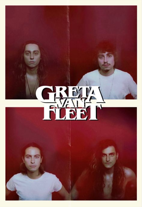 Greta Van Fleet vintage poster. Josh Kiszka, Sam Kiszka, Jake Kiszka, Danny Wagner. Made by @em_gvf on pinterest/ @ em_gvf on instagram Greta Van Fleet Poster Prints, Greta Van Fleet Poster Vintage, Jake Kiszka Aesthetic, Greta Van Fleet Wallpaper, Greta Van Fleet Poster, Danny Wagner, Sun Printing, Sam Kiszka, Jake Kiszka