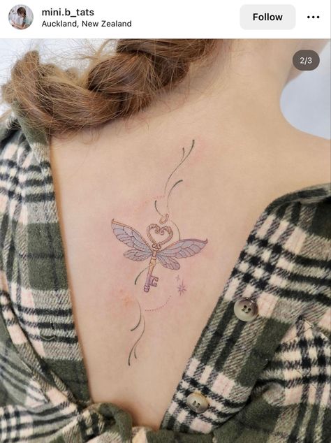 Key With Wings Tattoo, Harry Potter Tattoo Designs, Key With Wings, Hogwarts Castle Tattoo, Harry Potter Tattoo Unique, Back Tattoo Ideas For Women, Barcode Tattoo, Wand Tattoo, Back Tattoo Ideas