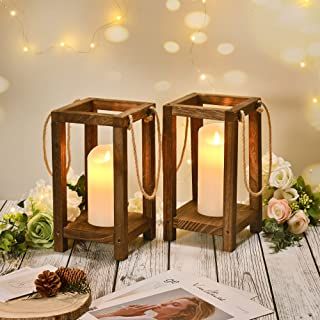 Amazon.com : bulk lanterns for wedding Vintage Wooden Candle Holders, Wedding Lantern, Candle Sticks Wedding, Candle Stick Decor, Wood Centerpieces, Lantern Candle, Tafel Decor, Lantern Candle Decor, Wood Lantern