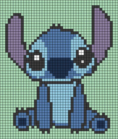 Alpha pattern #130931 | BraceletBook Pixel Drawing Stitch, Disney Stitch Cross Stitch Pattern, Pixal Art Stitch, Lilo And Stitch Pixel Art, Stitch Plastic Canvas Pattern, Stitch Alpha Pattern, Crochet Grid Patterns Disney, Pixel Art Disney Stitch, Pixel Art Stitch