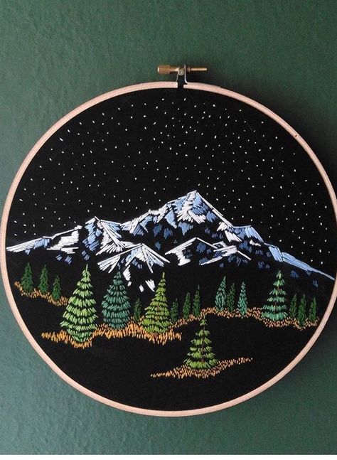 Mountains And Trees, Etsy Embroidery, Pola Sulam, Cute Embroidery, 자수 디자인, Sewing Embroidery Designs, Hand Embroidery Art, Hand Embroidery Stitches, Embroidery Hoop Art