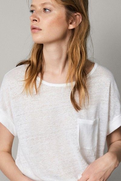 The Best Linen Tees To Buy Now | sheerluxe.com Linen Tshirt, Linen Tee, Linen Tshirts, Linen Style, Knitting Women, Summer 2019, Pure Linen, Massimo Dutti, Aesthetic Clothes