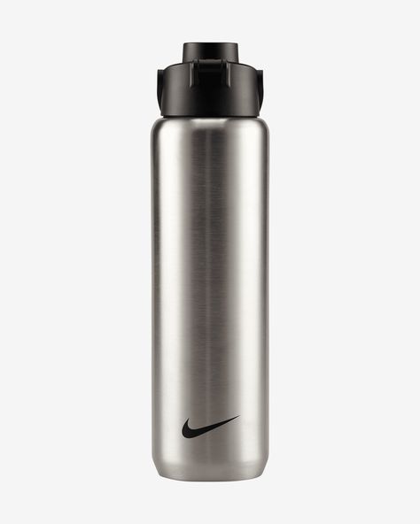 Nike Recharge Stainless Steel Chug Bottle (24 oz). Nike.com Clean Drink, Gym Water Bottle, Flask Water Bottle, Sport Water Bottle, Fashion Deals, Stainless Steel Bottle, Drinking Cup, Brushed Stainless Steel, The Trail