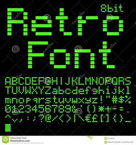 Illustration about Old computer pixel interlaced font. like on green monitor 5x7 pixels glyphs charset, bold style vector set. Illustration of letter, display, game - 56400246 Computer Font Styles, Green Folder, Computer Theme, Green Computing, Computer Font, Game Font, Old Computer, Number Fonts, Pixel Font