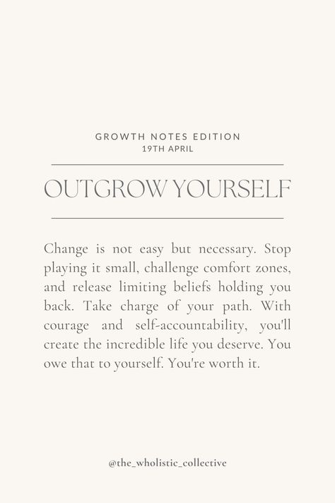 Change is not easy but necessary. Stop playing it small, challenge comfort zones, and release limiting beliefs holding you back. Take charge of your path. With courage and self-accountability, you'll create the incredible life you deserve. You owe that to yourself. You're worth it. Limited Belief Quotes, You Owe It To Yourself, Limiting Beliefs Quotes, Self Limiting Beliefs, Release Limiting Beliefs, Belief Quotes, Self Belief, You're Worth It, Zen Zone