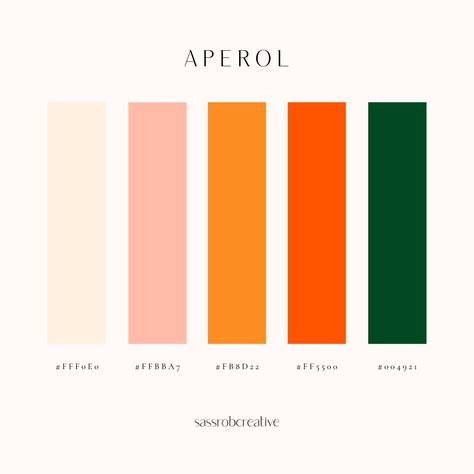 Aperol 🧡 Get in touch for services via DM or email info@sassrobcreative.com ✨​​​​​​​​​​​​​​​​​​​​​​​​​​​​​​​​ #colourpalette #colourpalettes #colourpaletteinspiration #colourpaletteoftheday #colourpaletteinspo #graphicdesign #creative #inspofinds Aperol Spritz Color Palette, Color Palettes With Orange, Tangerine Color Palette, September Color Palette, Hex Color Palette, Brand Color Palette, Color Palate, Color Palette Design, Color Crush