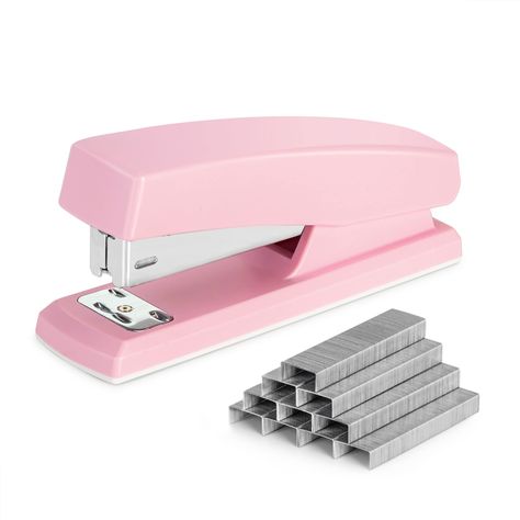 Stapler, Desktop Staplers with 640 Staples, 25 Sheet Capacity, Pink Pink Stapler, Pink Office Supplies, Staple Remover, Staplers, Pink Office, Pretty Pens, Desk Essentials, Study Area, Nutrition Shakes