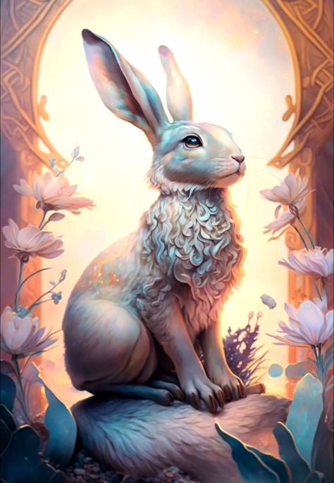 Fantasy Rabbit, Giant Rabbit, Lunar Magic, Jade Rabbit, Spirit Animal Art, Fairy Queen, Rabbit Art, Bunny Art, Anime Animals